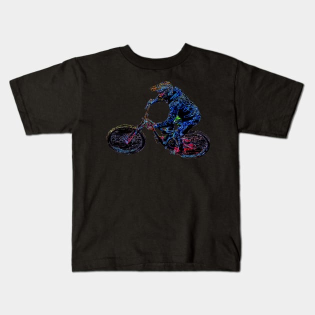 downhill mtb Kids T-Shirt by rickylabellevie